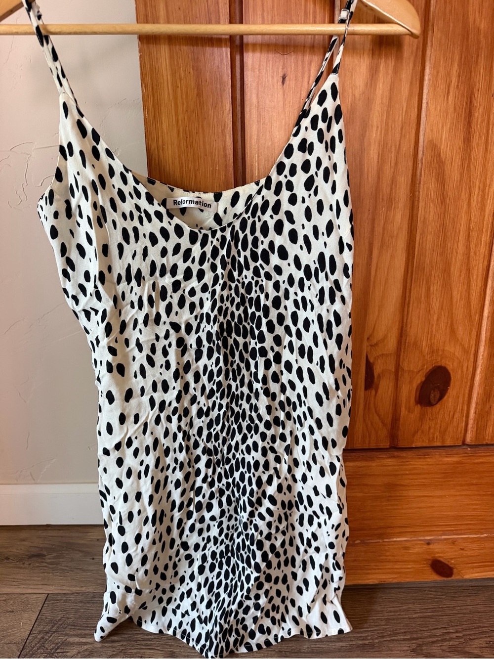 Reformation White black Dalmatian Slip Animal Mini Dress/top Spaghetti Strap